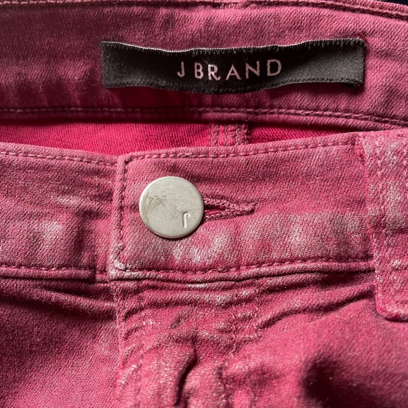 J Brand Burgundy jeans with silver dusting in seams. - Picture 9 of 11